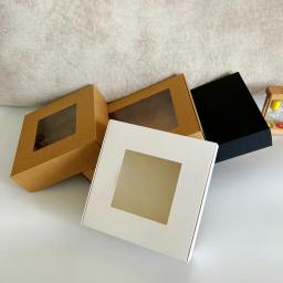 Caixas De Presente De Papel Kraft Com Janela De PVC Transparente, Caixas De Embalagem Para Festa, Doces Artesanais, Caixa De Presentes De Casamento, 10 Pcs, 20 Pcs, 50Pcs - Image 1