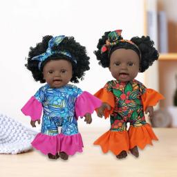 Boneca preta africana americana de 12 polegadas, 30cm, com roupas, corpo inteiro de vinil, cabelo encaracolado, boneca preta realista, presentes para meninas - Image 2