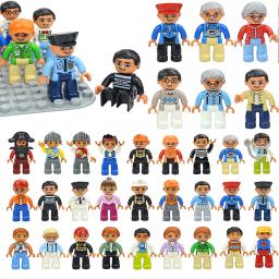 Figuras de tamanho grande bloco de construção personagem de ação familiar polícia princesa bonecas trabalhador pessoas compatíveis grande tijolo duplo brinquedos - Image 1