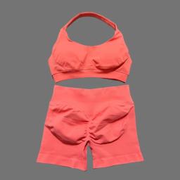 2 peça conjunto de ginásio de impacto feminino sutiã esportivo cintura baixa scrunch shorts sem costura fitness activewear conjuntos de treino ginásio leggings conjunto - Image 5