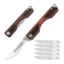 Faca dobrável G10 lidar com lâmina substituível faca de bolso laranja ferramenta EDC portátil ao ar livre - Image 1