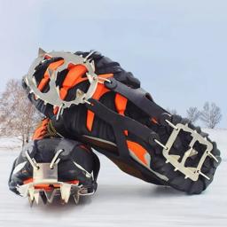 Sapato de neve antiderrapante Crampons, 18 dentes, capas para pesca, grampos de gelo, sapatos de caminhada, escalada, camping, montanhismo, inverno - Image 1