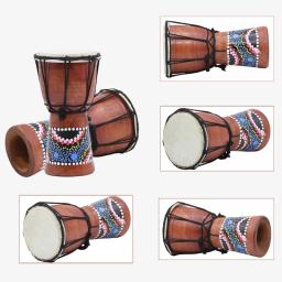 Tambor africano de percussão mão tambor, madeira Jambe, duplo baterista com padrão, cor aleatória, Djembe, 4 ", para venda - Image 5
