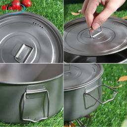 Panelas de acampamento antiaderente ultraleves de titânio, Panela térmica, Panela portátil dobrável, Fogão de piquenique ao ar livre, Equipamento de caminhada - Image 5
