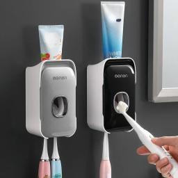Espremedor automático de dispensador de pasta de dente, de alta qualidade, com suporte de escova de dentes, montagem na parede, conjuntos de acessórios de banheiro - Image 1