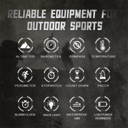 Relógio digital multifuncional para homens, esportes ao ar livre, corrida, natação, relógios à prova d'água, altímetro, barômetro, bússola - Image 5