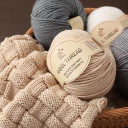 Fio de Lã Merino para DIY, lenço, xale macio, fio de pelúcia, pentado e médio, suéter artesanal, 50g - Image 2