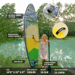 Inflável Stand Up Paddle Board, placa de SUP de camada dupla, Wakeboard antiderrapante, ternos de longboard, prancha de surf, deck duplo - Image 2