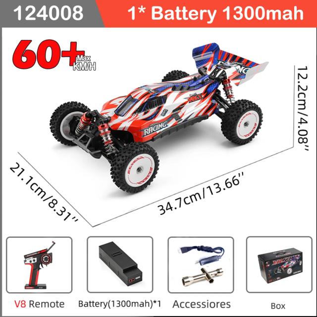 WLtoys 124008 Carro RC V8 Brushless 1/12 65km/h 4WD Off-Road