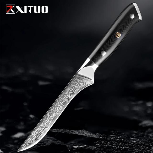 Faca de Desossa Damasco VG10 com Lâmina Ultra-Afiada de 67 Camadas e Cabo G10 - 6" para Cozinha