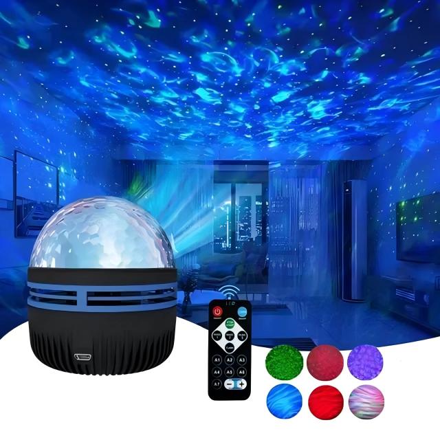 Projetor de Luz LED Estrelado Galáctico com Controle Remoto RGB e Função Rotativa para Decoração do Quarto e KTV