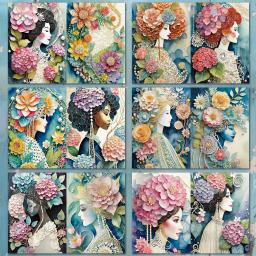 Floral gasto chique Scrapbook Paper Set, perfeito para revistas de bala, artesanato, Scrapbooking Suprimentos, Junk Journal Kits, 58 pcs - Image 4