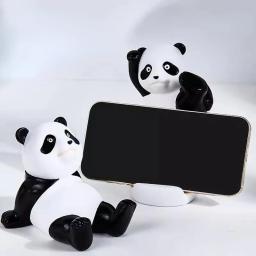 Estatuetas panda para celular interior, suporte universal para celular, escultura moderna de resina, estátua para casa e escritório, decoração de mesa - Image 2