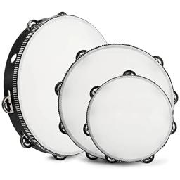 Dupla linha mão abalada pandeiro, branco Drum cabeça, Black Edge, madeira mão tambor, instrumento de percussão para KTV, festa, 4 ", 6", 8 ", 10" - Image 1