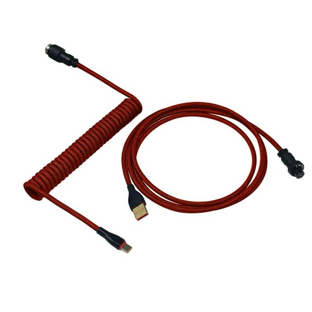 Cabo Tipo-C USB 1,8m para Teclado Mecânico com Design Enrolado e Conector de Aviação em Paracord