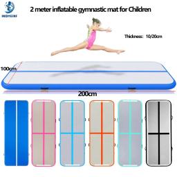 2 metros de ginástica inflável pista de ar caindo para crianças trampolim de piso de pista de ar para uso doméstico/treinamento/cheerleading - Image 1
