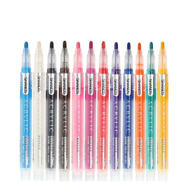 Conjunto de 12 Tintas Acrílicas Coloridas para Pintura em Rocha, Vidro, Madeira e Papel Preto - Ideal para Artesanato e Scrapbook