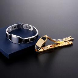 4 em 1 terapia magnética de aço masculino pulseira cura bio ímã cuidados de saúde pulseira aliviar a dor anti radiação presente - Image 4