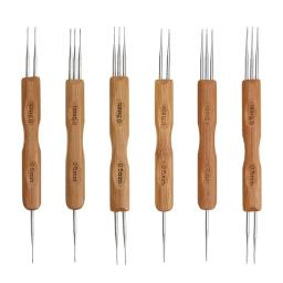 Dreadlock Crochet Gancho para Trança Peruca Extensão do cabelo Agulha Tecelagem 3 Cabeça Crochet Gancho Bambu Handle Knitting Tools 0.5mm 0.75mm - Image 6