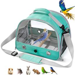 Gaiola De Viagem De Pássaro Portátil Com Em Pé De Madeira, Portador De Pássaros Pequenos, Bandeja De Aço Inoxidável, Alça De Ombro, Produtos Para Animais De Estimação - Image 1