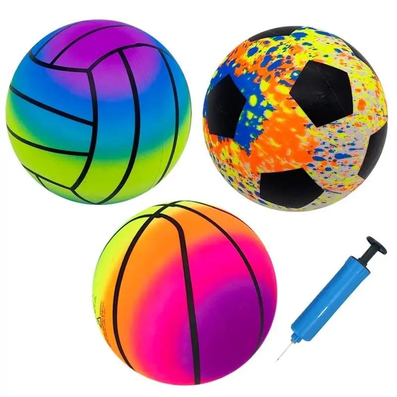 Conjunto inflável de bola esportiva para crianças, basquete, futebol, voleibol com um inflador, melhores presentes para crianças, 2 peças - Image 1