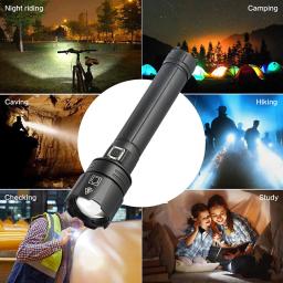 USB Recarregável Lanterna LED, Zoomable Tocha, Lanterna Poderosa, 18650, 26650 Bateria, 3 Modos, Fit para Camping, Equitação, Novo, 2022, XHPIS - Image 6