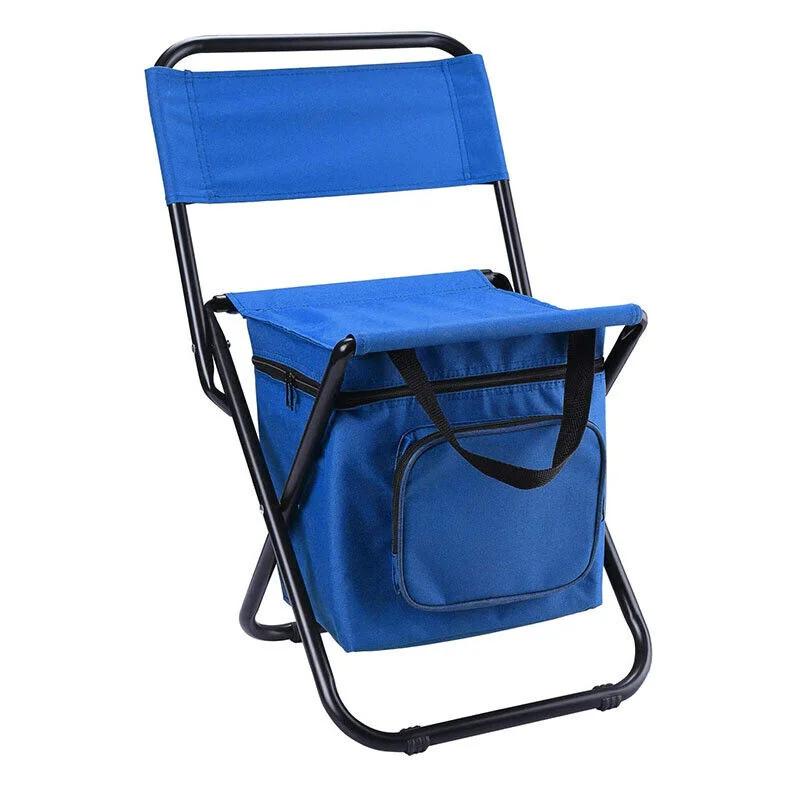 Cadeira dobrável ao ar livre com saco de armazenamento de gelo, encosto portátil, carga alta, Camping, pesca, 3 em 1 - Image 1