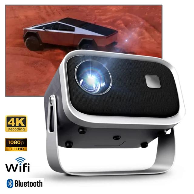 Mini Projetor Portátil AUN-A003 com Espelho WiFi, Android e iOS - Cinema em Casa em 1080P e 4K 3D