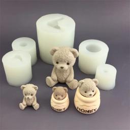 3D Teddy Bear e Honey Can Silicone Mold, vela aromática, molde de gotejamento de gesso, decoração do bolo, cozimento de chocolate - Image 1