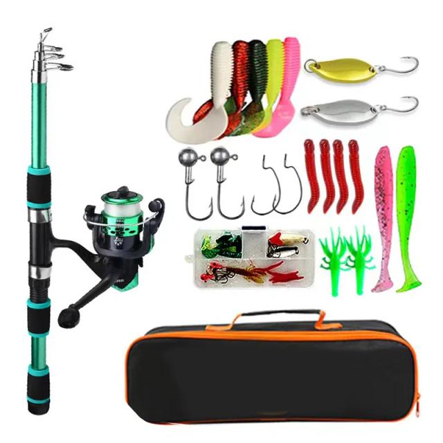 Sougayilang Conjunto Completo De Pesca Telescópica Com Carretel Giratório E Iscas 1.8m