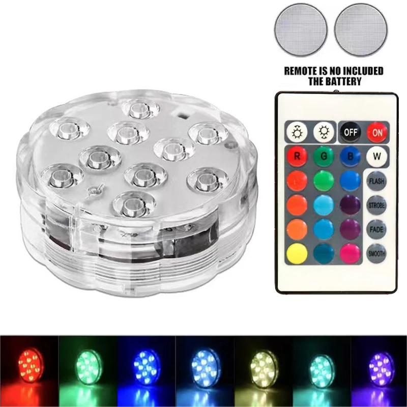 O rgb do controlo a distância conduziu a lâmpada subaquática, 10led, subaquático, peixes, barco, carro, vaso, aquário, decorativo - Image 1