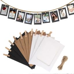 Combinação Moldura de Papel com Clipes, Kraft Papel Picture Frame, Pendurado Fotos Álbum, Decoração de Casa Artesanato, 3" - Image 1