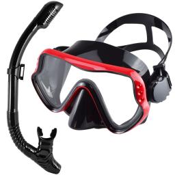Conjunto de snorkel seco máscara de mergulho para adultos vidro temperado profissional panorâmico equipamento de mergulho treinamento de natação kit de snorkel - Image 2