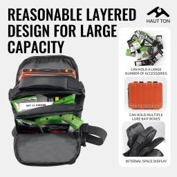 HAUT TON Mochila multifuncional para equipamento de pesca com haste, suporte preto de grande capacidade, acampamento, caminhadas ao ar livre, bolsa de ombro no peito - Image 3
