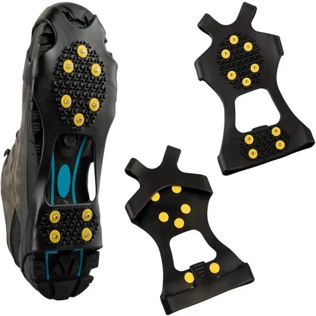 Grampos antiderrapantes para neve e gelo, ideal para caminhadas, escalada e corrida - 10 parafusos de aço inclusos, 2 peças