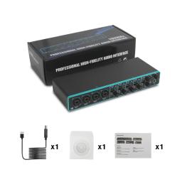 Interface áudio com pré-amplificador Mic para gravação, Professional USB Sound Card, 4 × 4 - Image 6