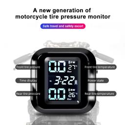 Display LCD Sem Fio Da Motocicleta TPMS, Testador De Temperatura Do Pit Da Sujeira Da Bicicleta, Sistema De Alarme De Pressão Do Pneu Do Motor, À Prova D' Água, 2 Sensores - Image 3