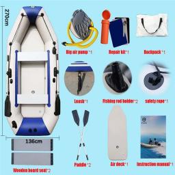 Solarmarine 2.7m 4 pessoas 0.9pvc barco inflável caiaque de pesca grosso e resistente ao desgaste canoa tapete de ar piso com todos os acessórios - Image 6