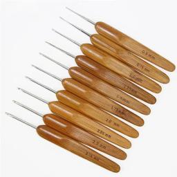 Agulhas de tricô de crochê de bambu ganchos fio tecer alça gancho ferramentas diy acessórios de costura rendas tecer agulha de artesanato 0.5mm-6.0mm - Image 6