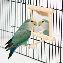 Brinquedo Interativo De Madeira Para Papagaio Pequeno, Espelho De Pássaro, Poleiro, Periquito, Periquito, Calopsita, Conure, Inseparável, Gaiola Acessórios - Image 2