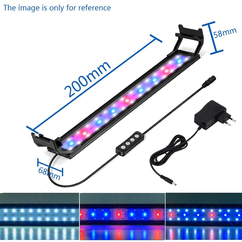 Full Spectrum LED iluminação do aquário, suportes extensíveis, Fish Tank Light, controlador externo, 20-45cm, 110V-240V - Image 1