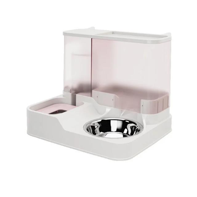 Alimentador e bebedor automático 2 em 1 para cães e gatos, alta capacidade e design higiênico em aço inoxidável com 2 tigelas.
