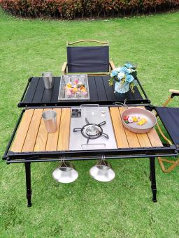 Mesa dobrável leve para acampar, mesa IGT rolo braseiro, perna ajustável, queimador de mesa, churrasco queimando, leve - Image 4