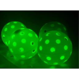 LED Iluminado Pickle Ball, Luz Eletrônica Noturna, Bola Oca, Flutuante Equipamento De Críquete, Verde, 40 Buracos, 74mm, Atacado, Novo - Image 2