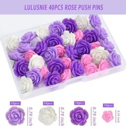 Alfinetes em forma de flor, decorativos, bonitos, design vívido, prático, para quadros de avisos, fotos, mapas, 40pcs - Image 1