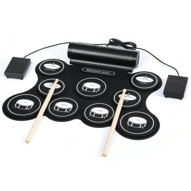 Conjunto de Bateria Eletrônica Portátil com Almofadas e Cymbals para Músicos Profissionais