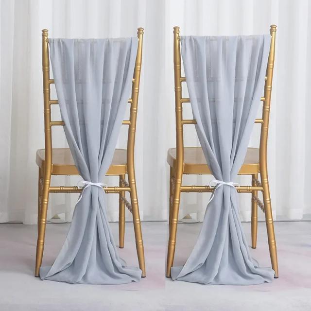 Sashes de Chiffon para Decoração de Casamento e Festas - 2 Peças para Cadeiras e Banquetes
