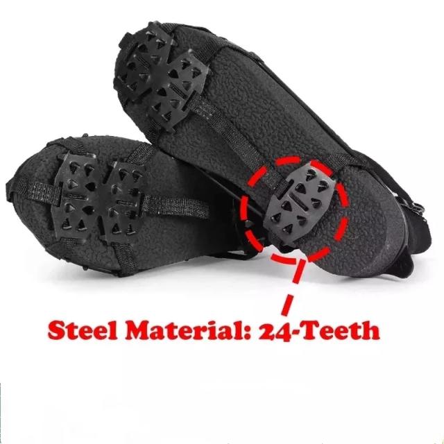 Grips Antiderrapantes para Caminhadas e Escalada com 24 Dentes – Tamanhos M e L, 1 Par de Crampons para Sapatos