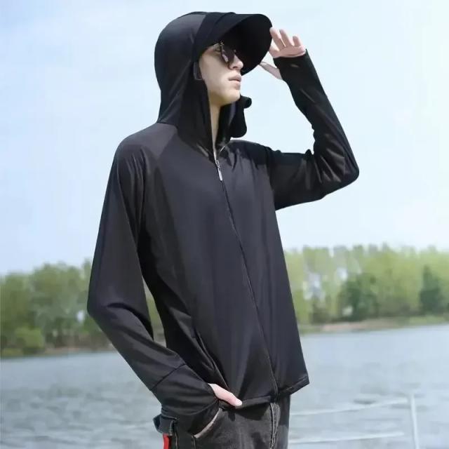 Roupas de proteção solar das mulheres dos homens casal malha de seda gelo proteção uv roupas de pesca fina respirável roupas de sol