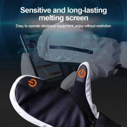 Luvas térmicas impermeáveis para homens e mulheres, Luvas de esqui e snowboard, Luvas de snowmobile grossas, preto, branco, cinza, inverno - Image 2